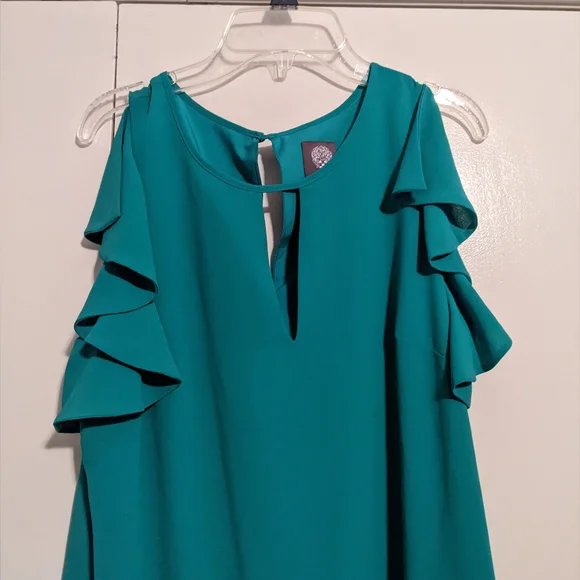 Vince Camuto Kelly Green Ruffle Sleeve Keyhole Dress Size 10 - Picture 3 of 5
